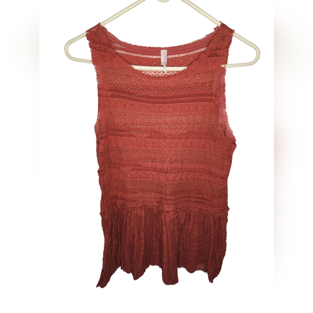 Free People Intimately Orange Lace Tank Top size XS
